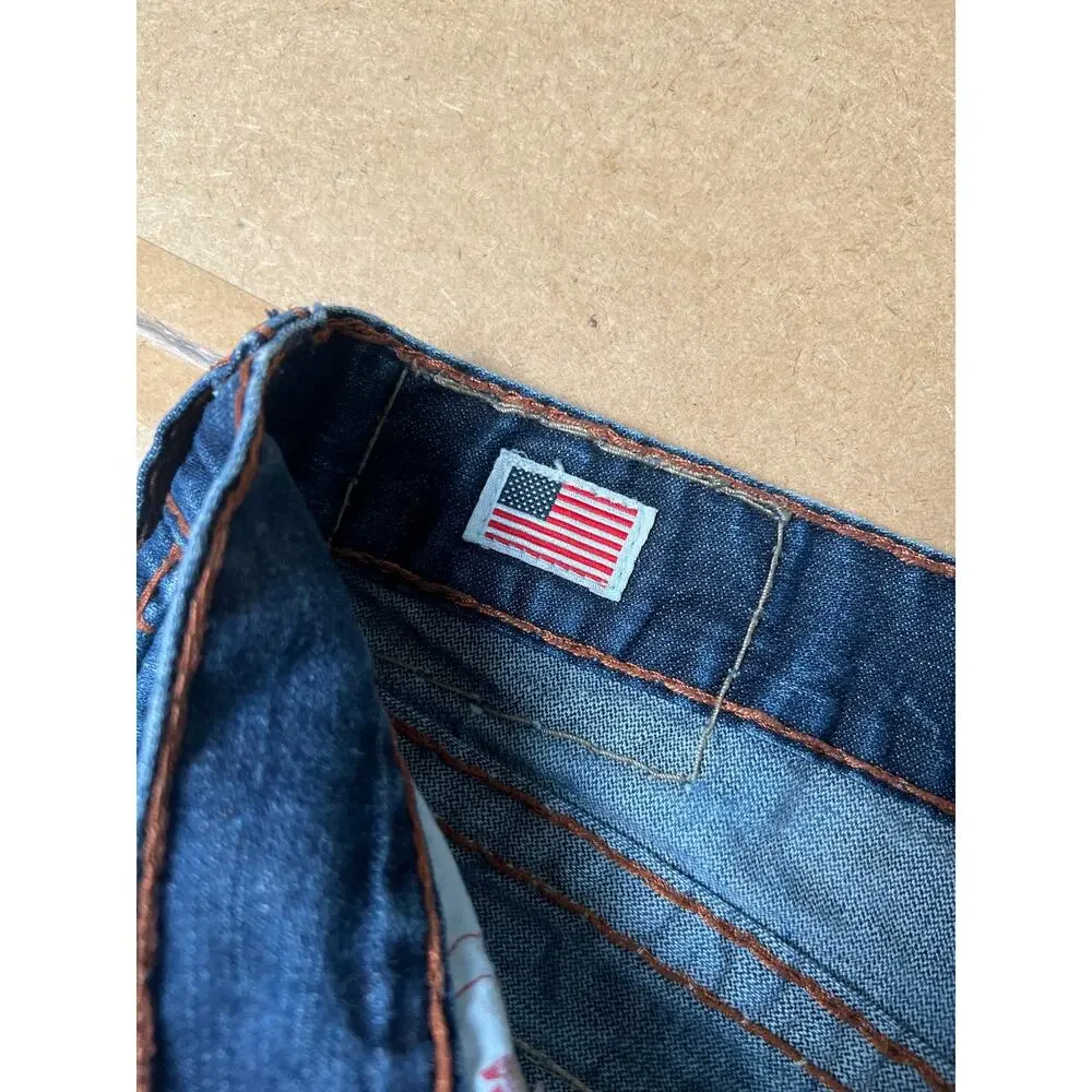 True Religion Men's Ricky Super T Jeans Size 38x28 Medium Wash Distressed Y2K